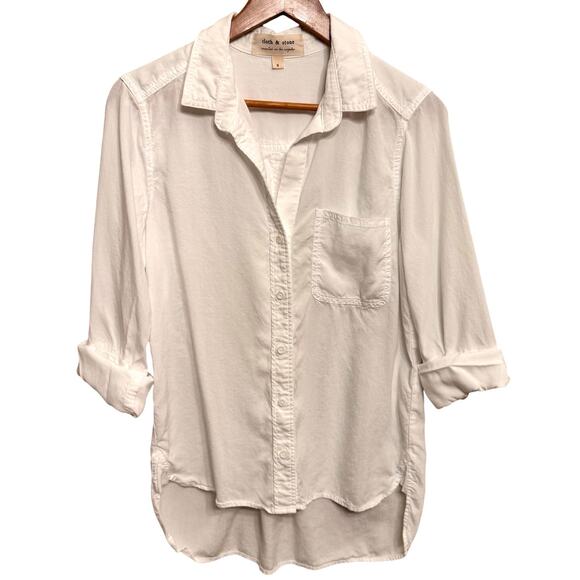 Cloth & Stone White Button Down Shirt Small Lightweight Roll Tab Long Sleeve - Picture 1 of 8